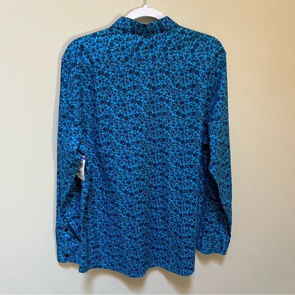 Lords of Harlech~new~Blue Floral Nigel Long Sleeve Button Front Shirt size Large - Picture 4 of 13